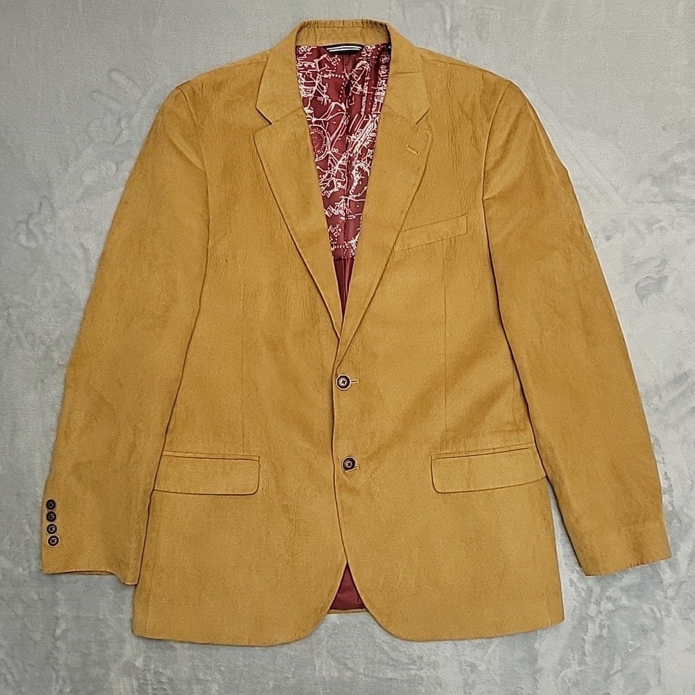 Nautica‎ Branford Blazer Mens 42R Tan Faux Suede Two Button Sport Coat Academic